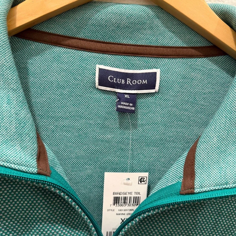 Club Room Mens Birdseye Quarter Zip Pullover Marine Green XL 100132072MN